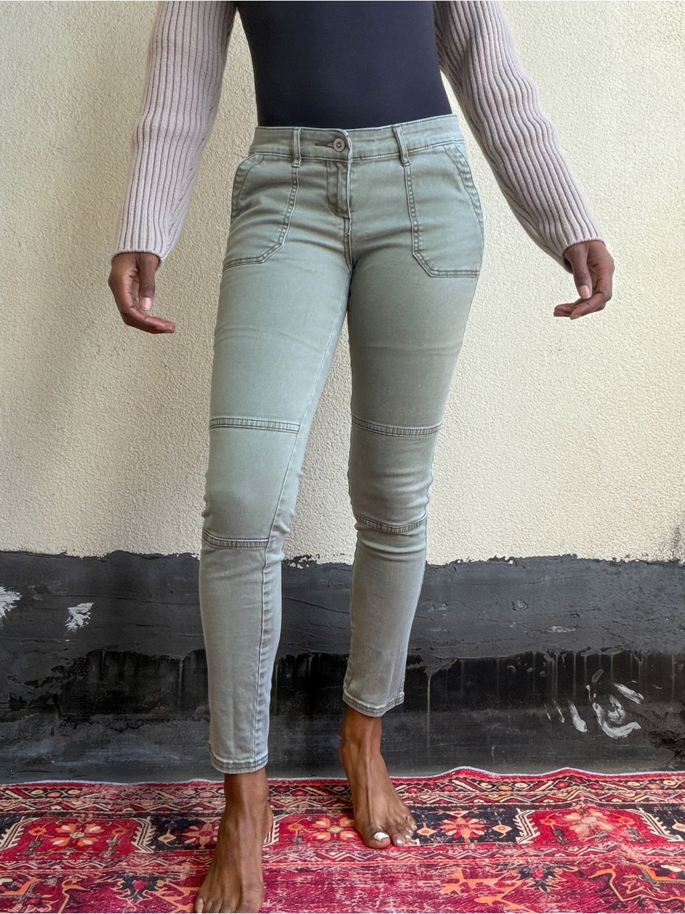 Hollister Women's Skinny Jeans in Sage Green